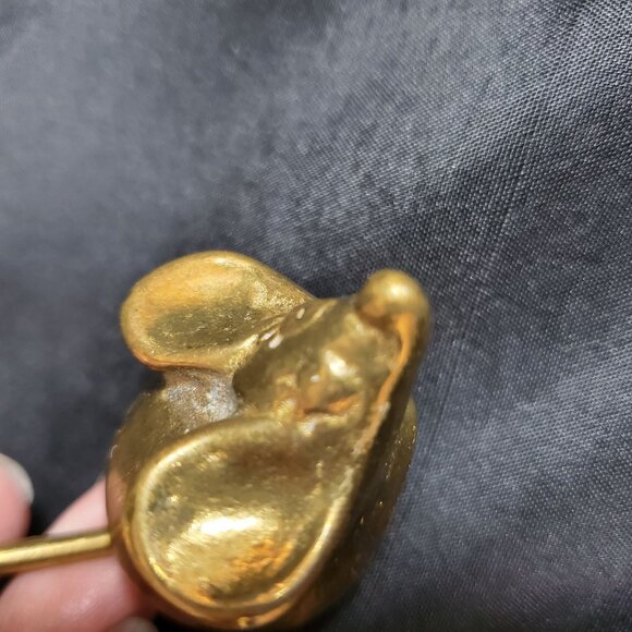 VTG Solid Brass Mouse Note Spike | Mid Century Canadian Brass Desk Paper Spike | - Picture 9 of 16